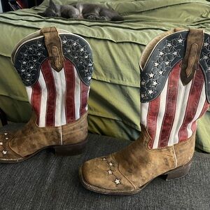 Vintage JB Dillon American Flag Cowboy Work Boots men’s 12EE